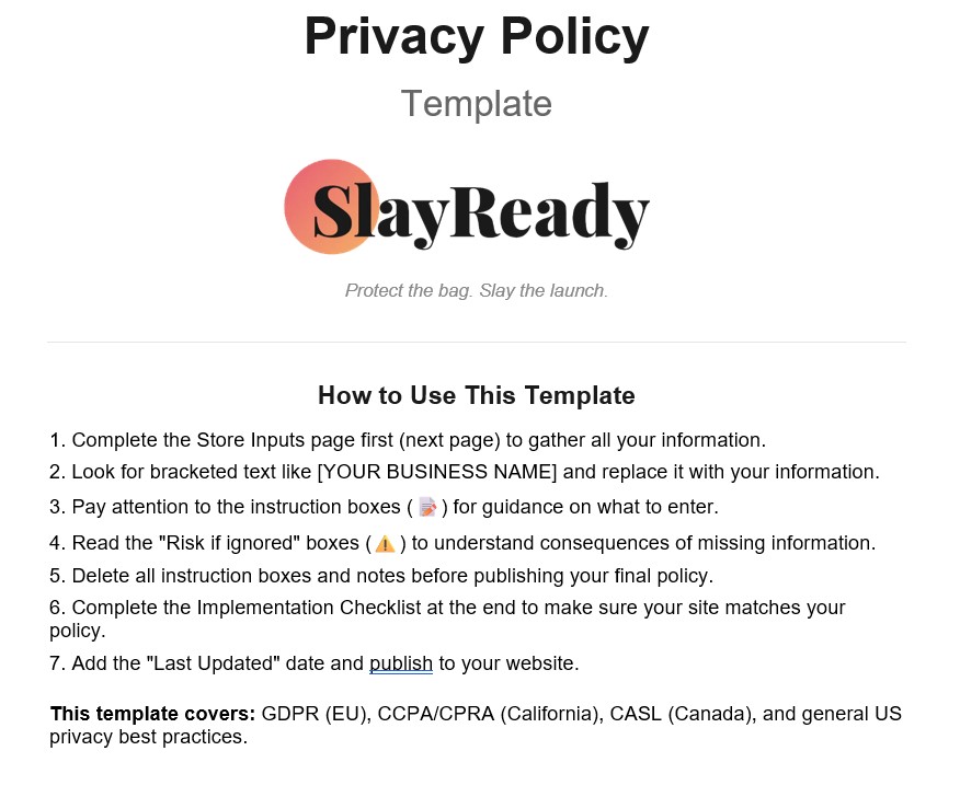 Privacy Policy Template