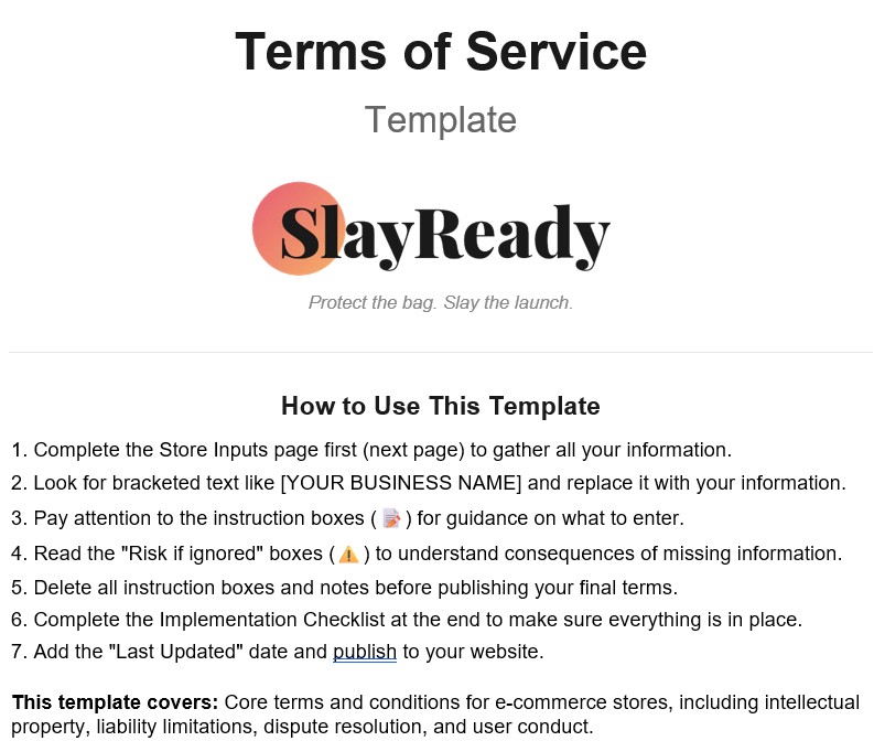 Terms of Service Template